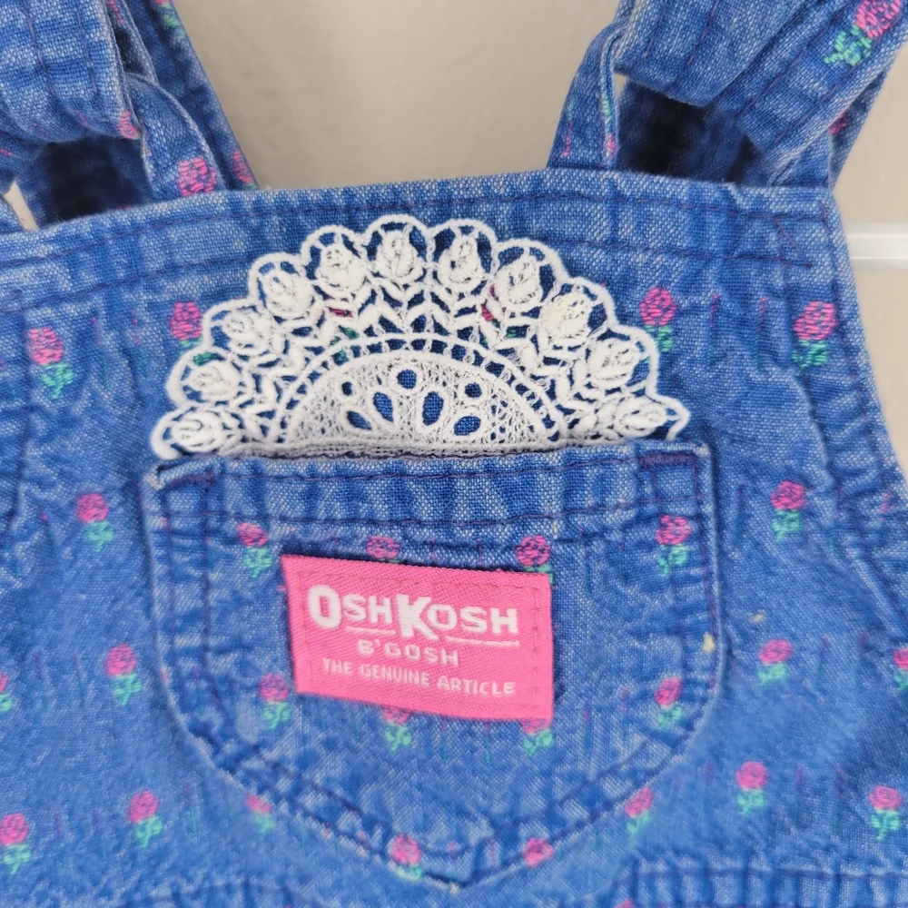 Vintage Girls Oshkosh B'gosh Blue Overalls SZ 3T - Picture 4 of 10